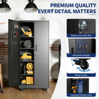 Rolling Metal Storage Locker Cabinet with Lockable Doors - Steel