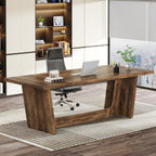 Executive Desk with Pedestal - Large Writing Workstation - Brown