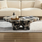 Butterfly Design Coffee Table with Modern Fiberglass Construction - Light Gray and Black