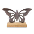 Metal butterfly on wood base (set of 2)