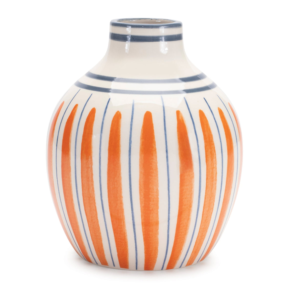Multi-striped stone vase (set of 2)
