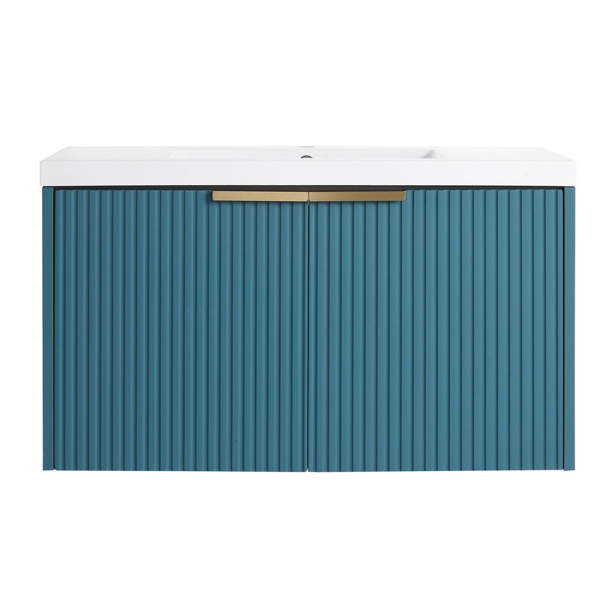 Contemporary Wall Mounted Bathroom Vanity with Double Resin Sink - Light Blue, White, Pearl Silver