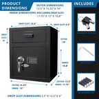 Durable Keypad Depository Safe with Dual PIN Access - Black
