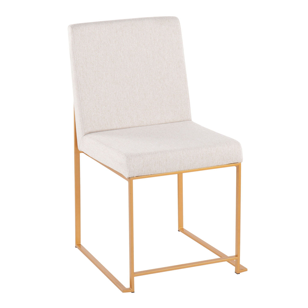 Contemporary High Back Dining Chair Set with Upholstered Seat - Multiple Colors