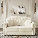Upholstered Chesterfield Sofa with Nailhead Trim and Rolled Armrests - Fabric