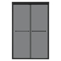Double Sliding Glass Shower Door with Tempered Glass - Matte Black
