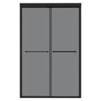 Double Sliding Glass Shower Door with Tempered Glass - Matte Black