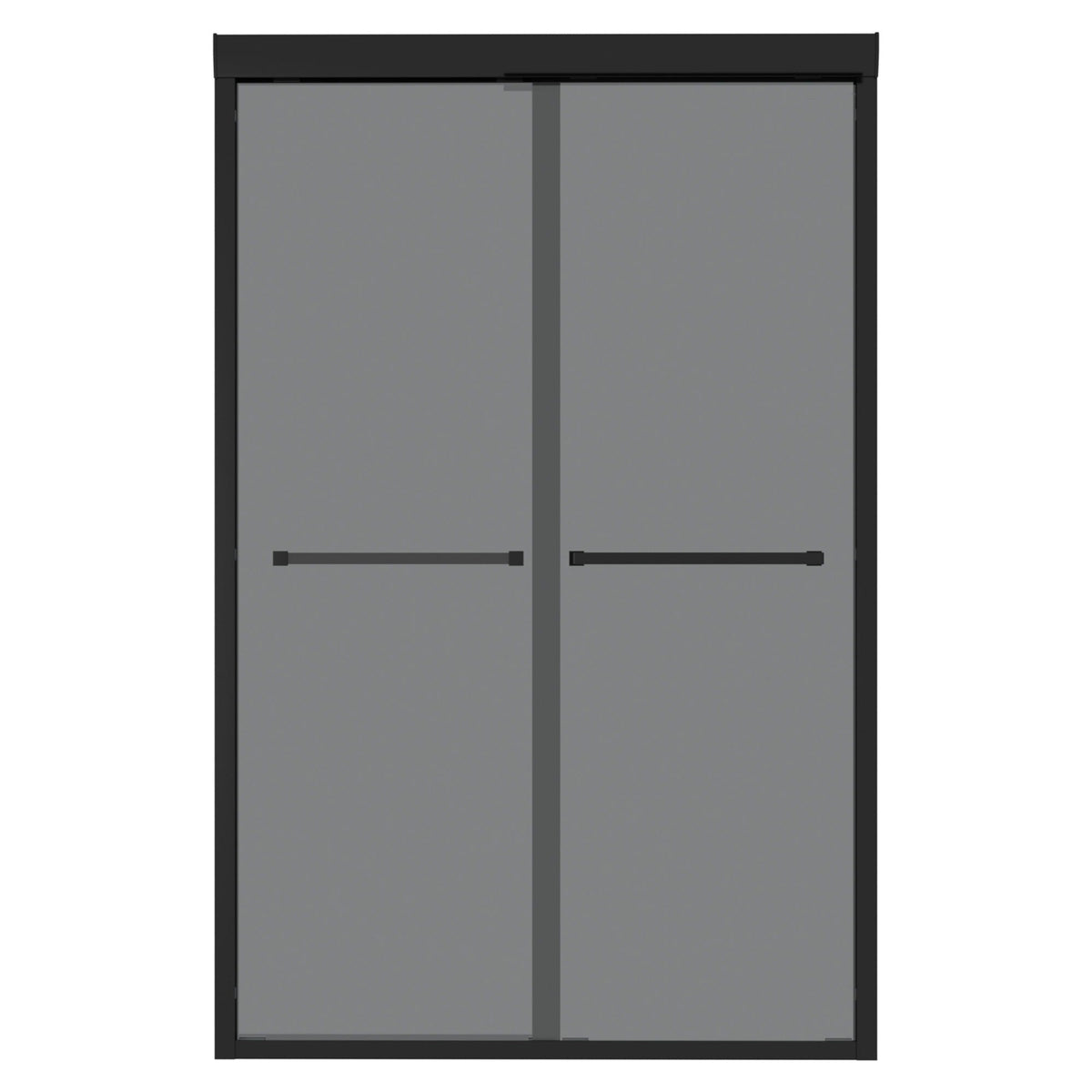 Double Sliding Glass Shower Door with Tempered Glass - Matte Black