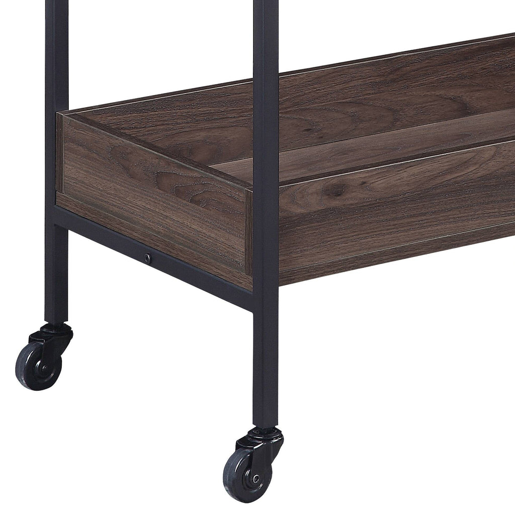 Jerrick Kitchen Island & Serving Cart with Metal Frame and Wood Top - Multi-Color