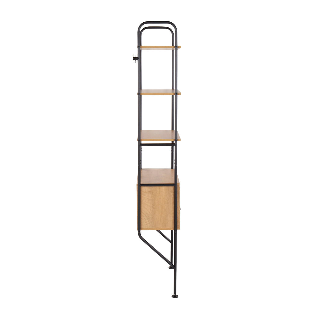 Industrial Bookcase with Steel Frame - Black/Brown