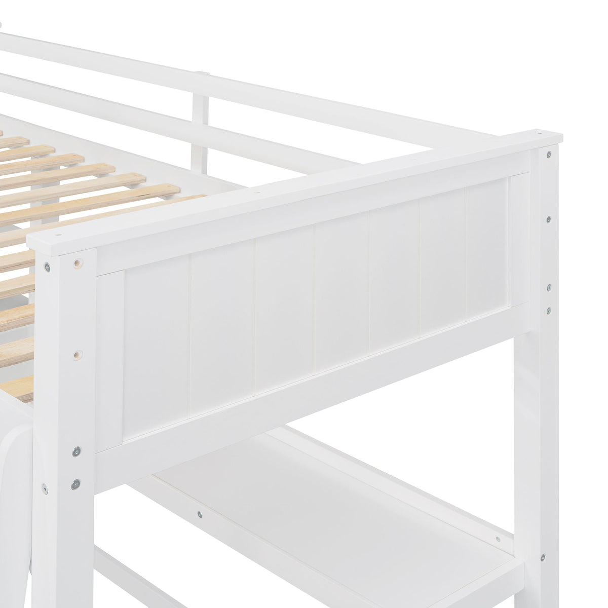 Twin Loft Bed with Drawers and Desk - White