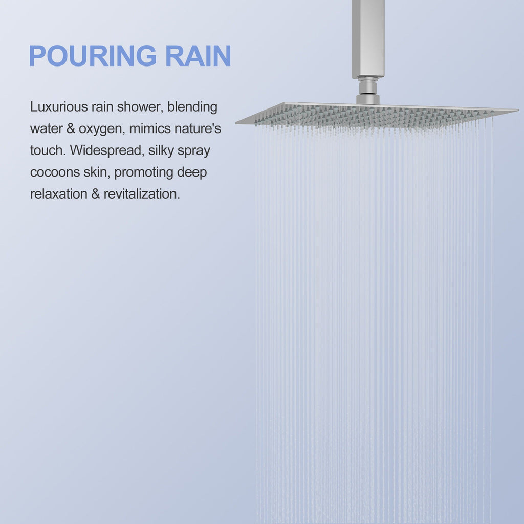10" Square Rainfall Shower Head with 360° Adjustability – Multiple Colors