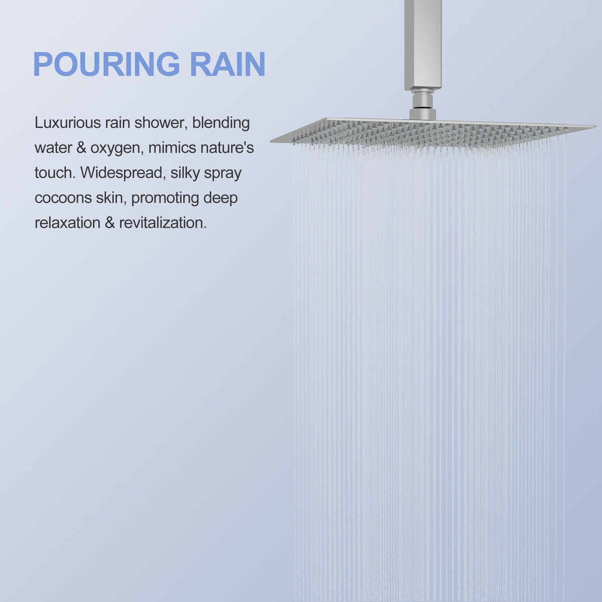 10" Square Rainfall Shower Head with 360° Adjustability – Multiple Colors