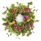 Mixed Pansy Floral Candle Ring 16"D