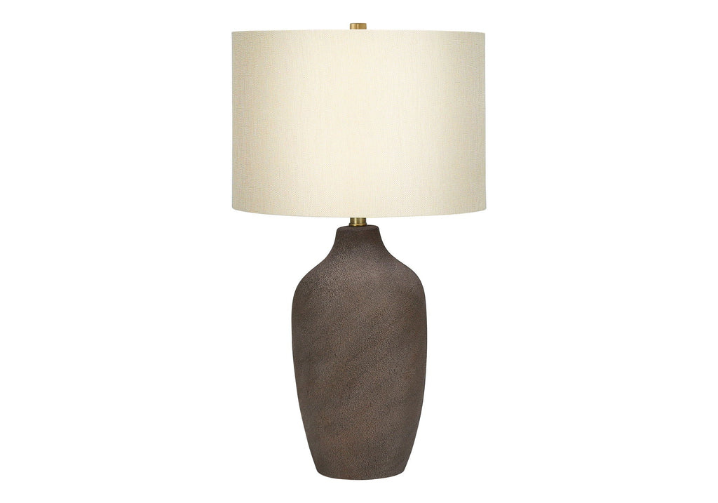 Gray Ceramic Table Lamp with Linen Shade - Contemporary Table Lamp