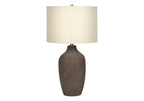 Gray Ceramic Table Lamp with Linen Shade - Contemporary Table Lamp