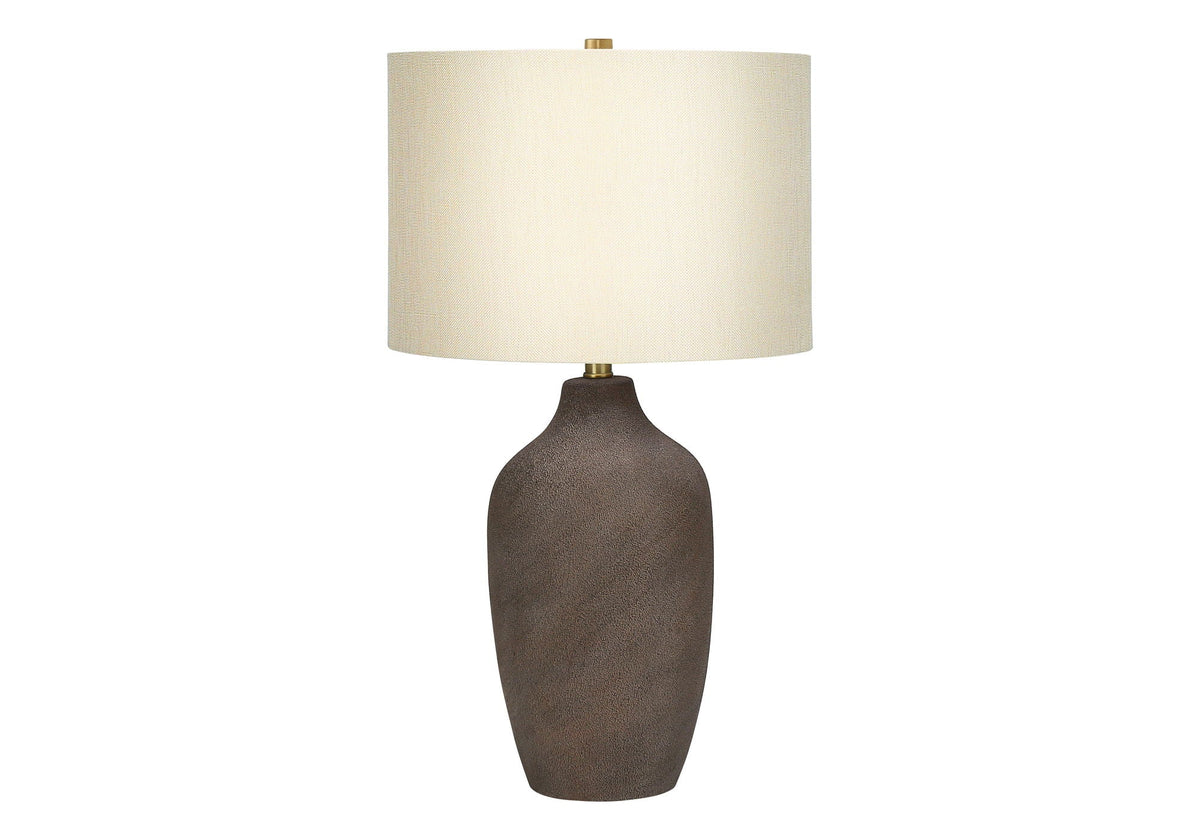 Gray Ceramic Table Lamp with Linen Shade - Contemporary Table Lamp