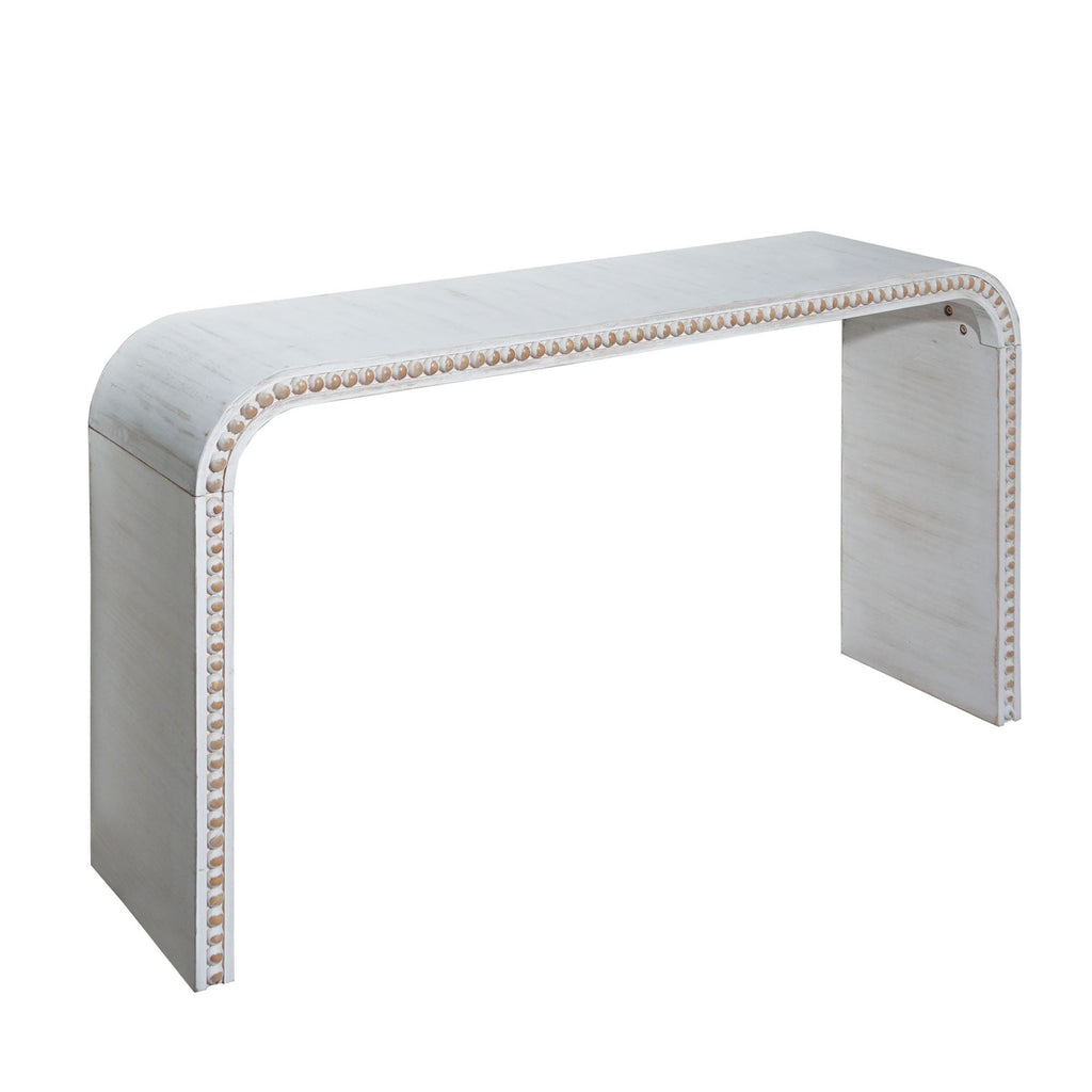 Waterfall Console Table with Seamless Curved Design - Light Brown, White, Black