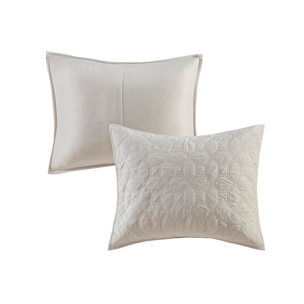 Ivory Velvet Quilt Set with Antimicrobial Finish - King/Cal King