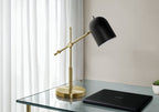 Brass Metal Table Lamp with Black Shade - Gold