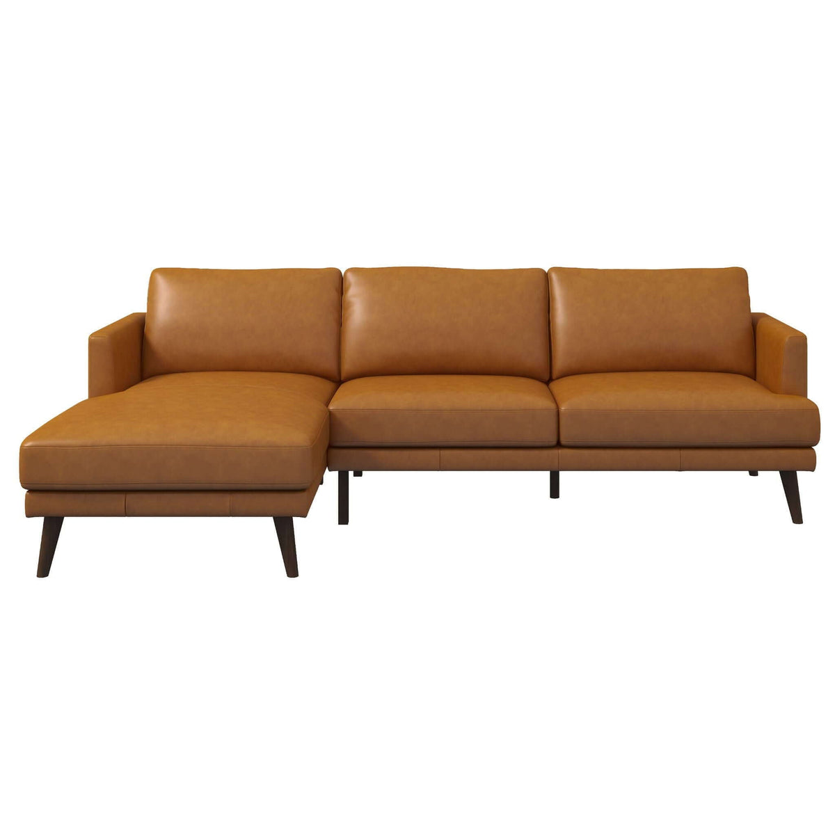 Light Brown L-Shaped Sectional Sofa with Solid Eucalyptus Wood Frame