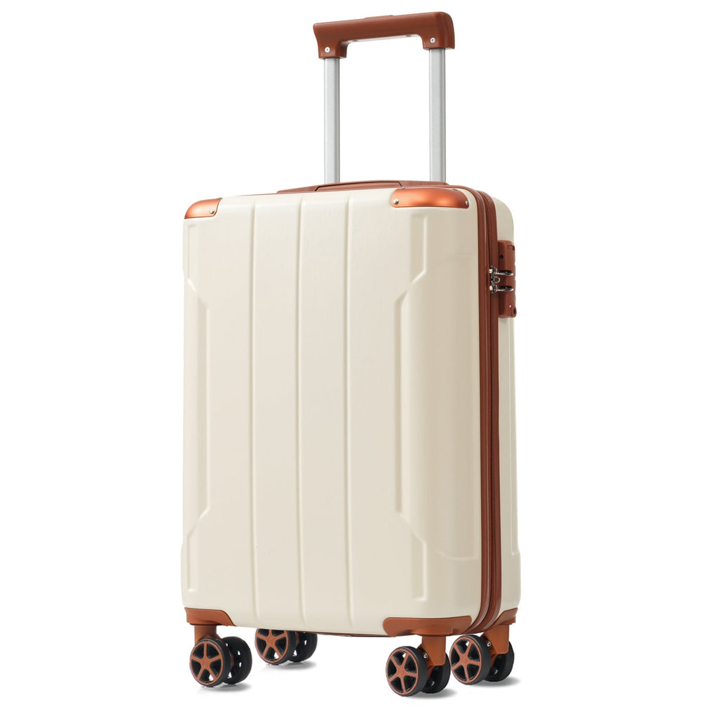 Brown & White Expandable Hardshell 6-Piece Luggage Set with TSA Locks