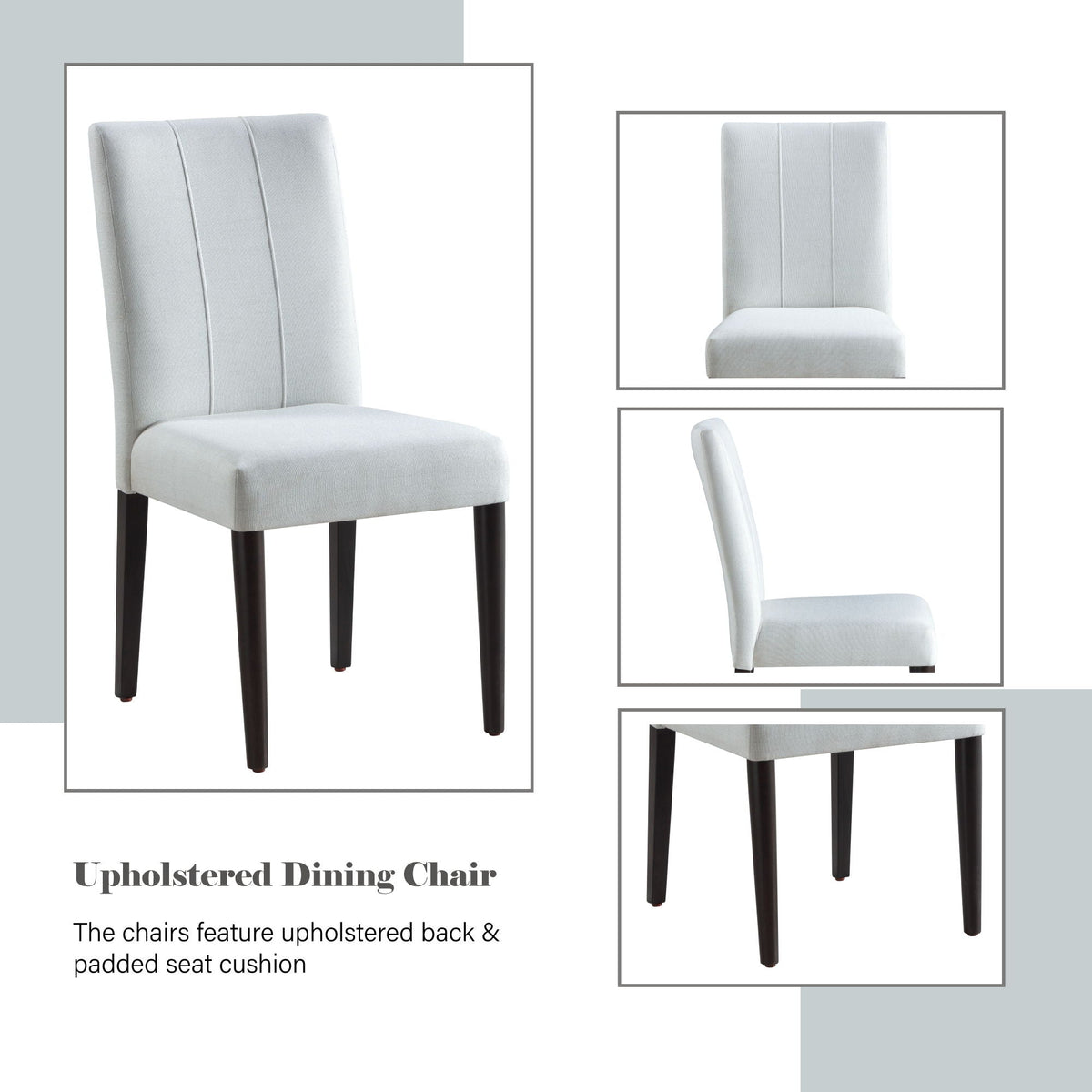 White Side Chair Set with Padded Cushion - Carena (Set of 2)