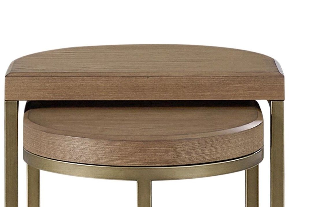 Light Brown Nesting Tables with Modern Metal Base - Latte