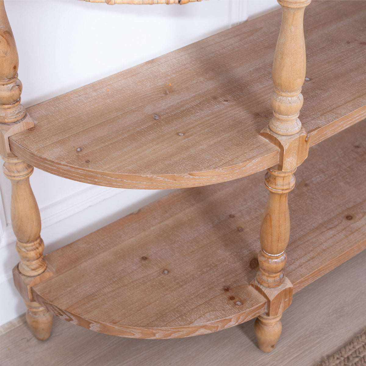 Handcrafted Wood Console Table with Hand-Woven Trim - Natural