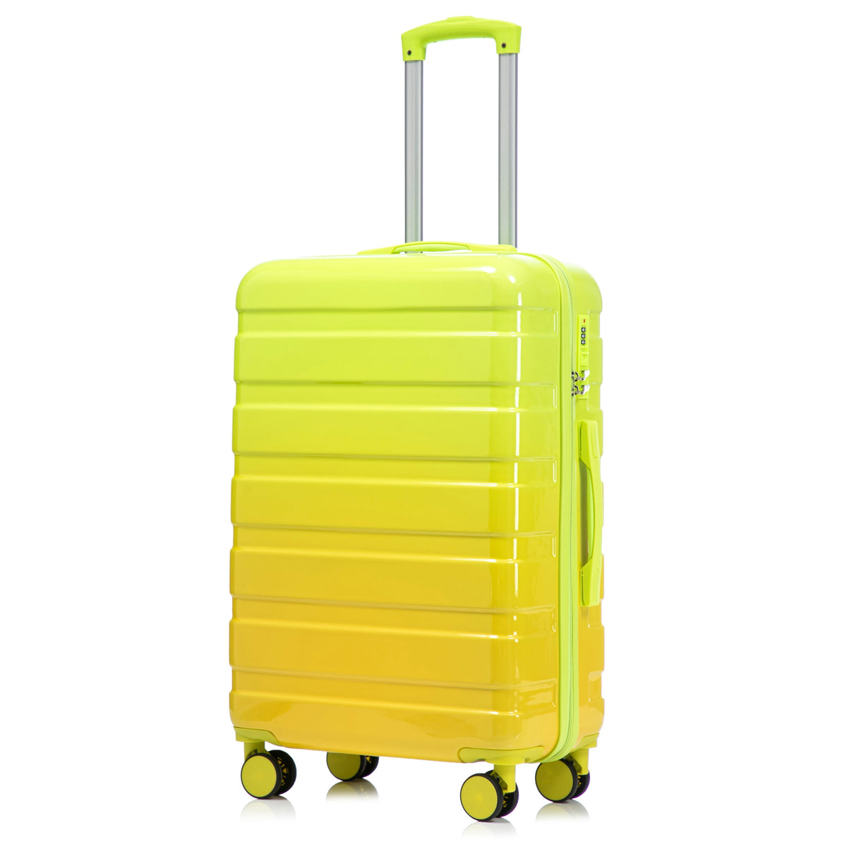 PC Spinner Wheel Luggage Set with 360° Wheels - Green + Yellow