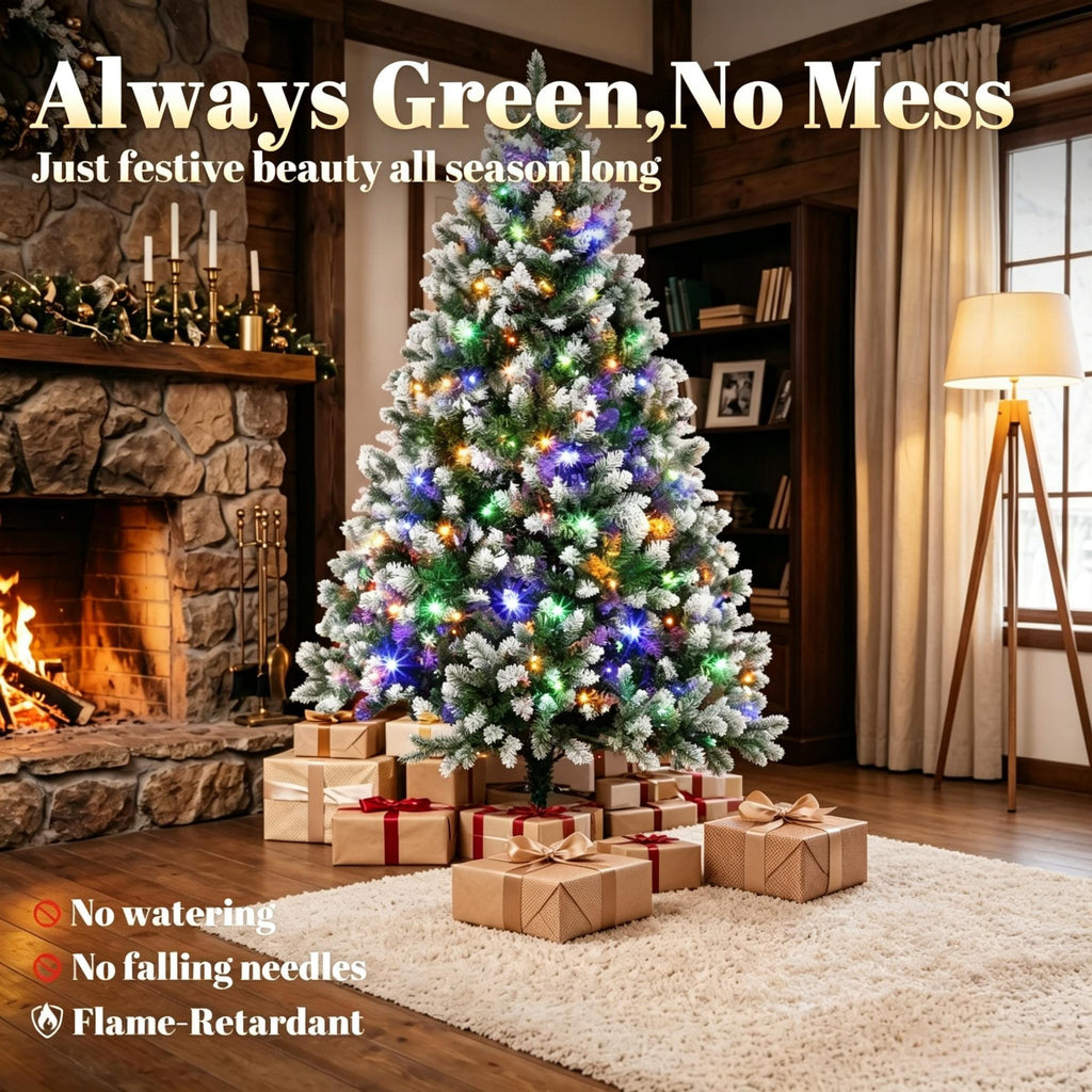 7.5 ft Pre-Lit Artificial Christmas Tree with 400 LED Lights - White Tips