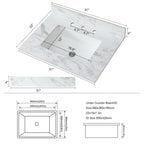 Elegant Sintered Stone Bathroom Vanity Top with Rectangular Undermount Ceramic Sink - White