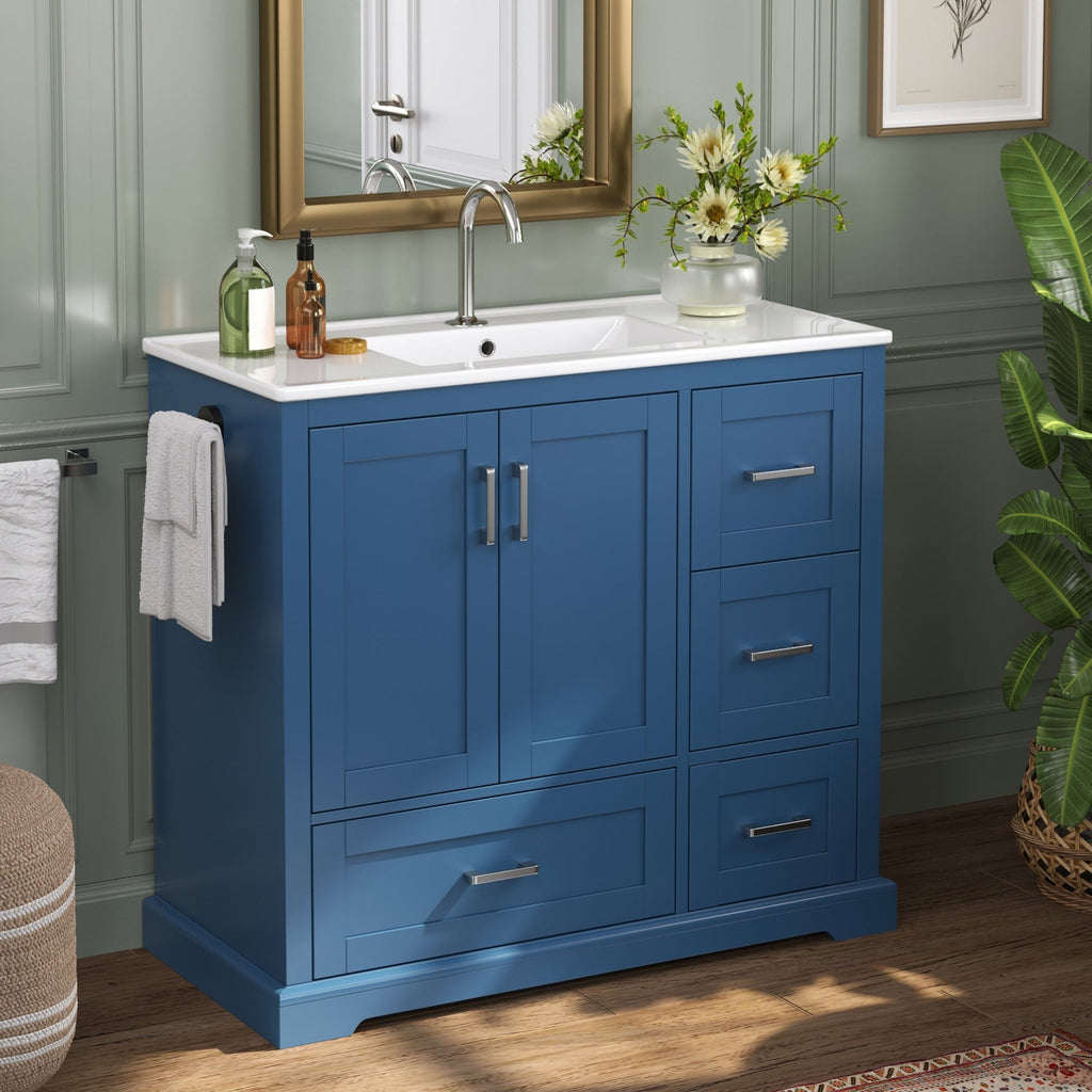 42" Bathroom Vanity with Ceramic Sink - Navy Blue