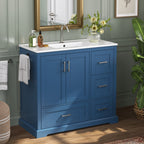 42" Bathroom Vanity with Ceramic Sink - Navy Blue
