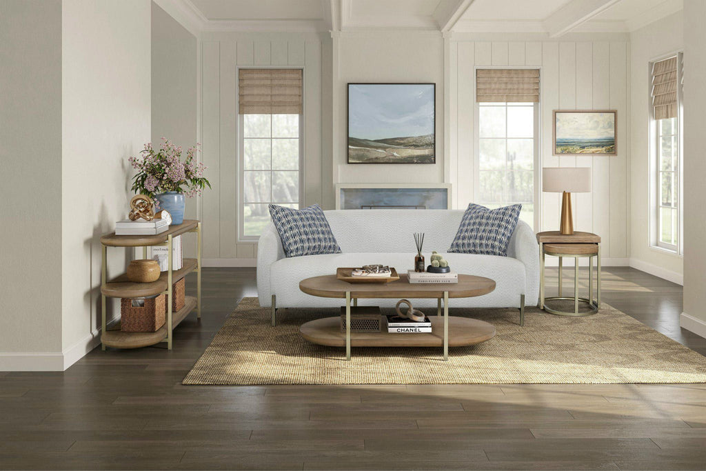 Light Brown Console Table with Open Storage Shelf - 60"
