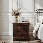 Wood Nightstand with 2 Drawers - Traditional Accent Table - White, Black, or Dark Brown
