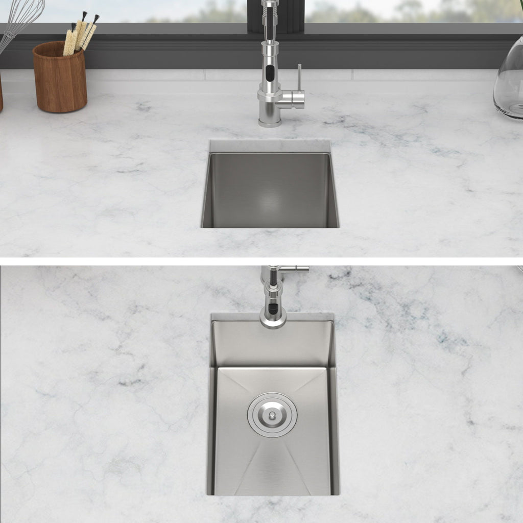 Gray Undermount Steel Kitchen Sink with Deep Single Bowl Basin