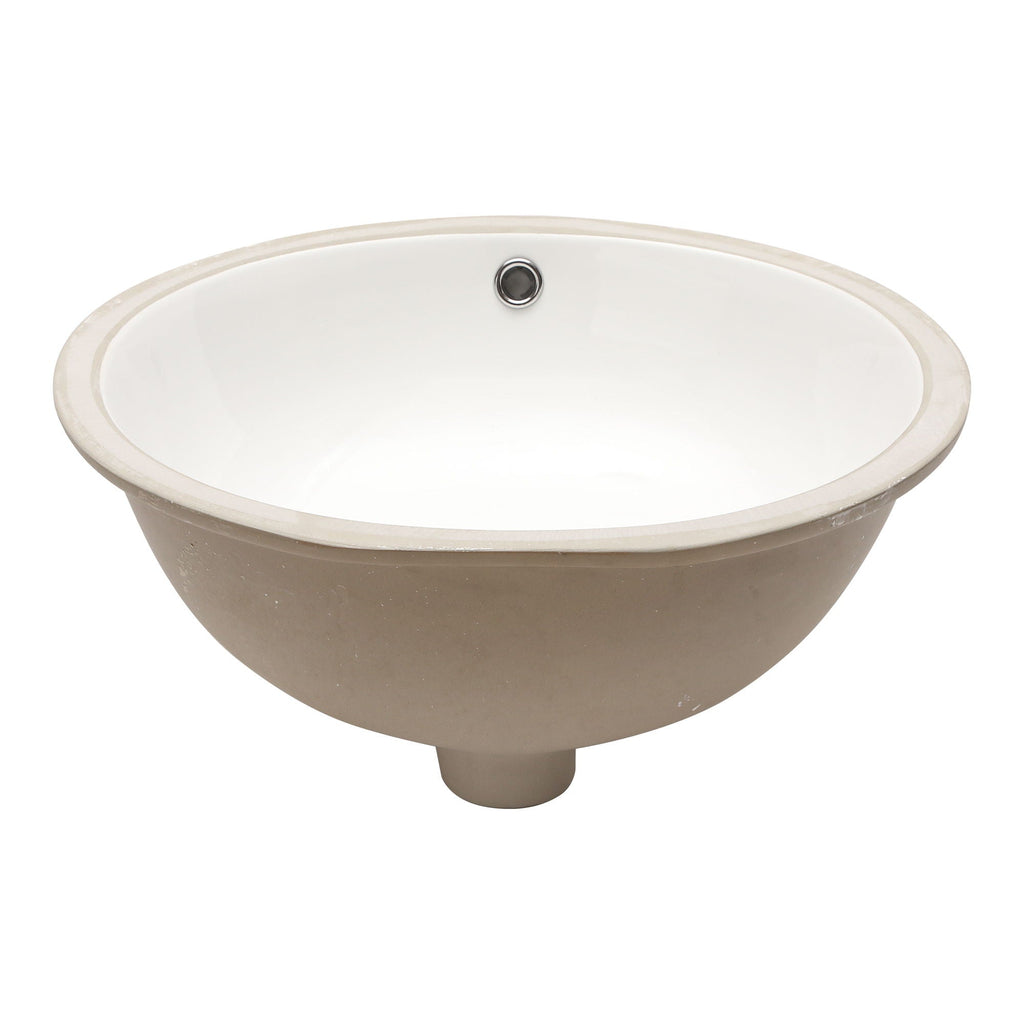 Ceramic Oval Undermount Bathroom Sink with Overflow - White