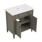 Vintage Bathroom Vanity With Sink and Soft-Close Doors - Dark Gray or White