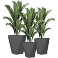 Gray Indoor Outdoor Planters Set of 3 with Drainage Holes