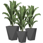 Gray Indoor Outdoor Planters Set of 3 with Drainage Holes