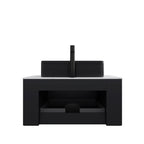 30" Floating Bathroom Vanity with Ceramic Basin & Storage - Black, Carrara White, White