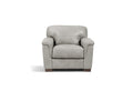 Gray Leather Arm Chair Cornelia with Sturdy Wood Frame - Gray