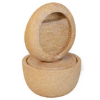 Cement Round Water Fountain with Light and Pump - Beige & Yellow