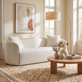 Coral 82" Curved Sofa with Boucle Upholstery - Beige