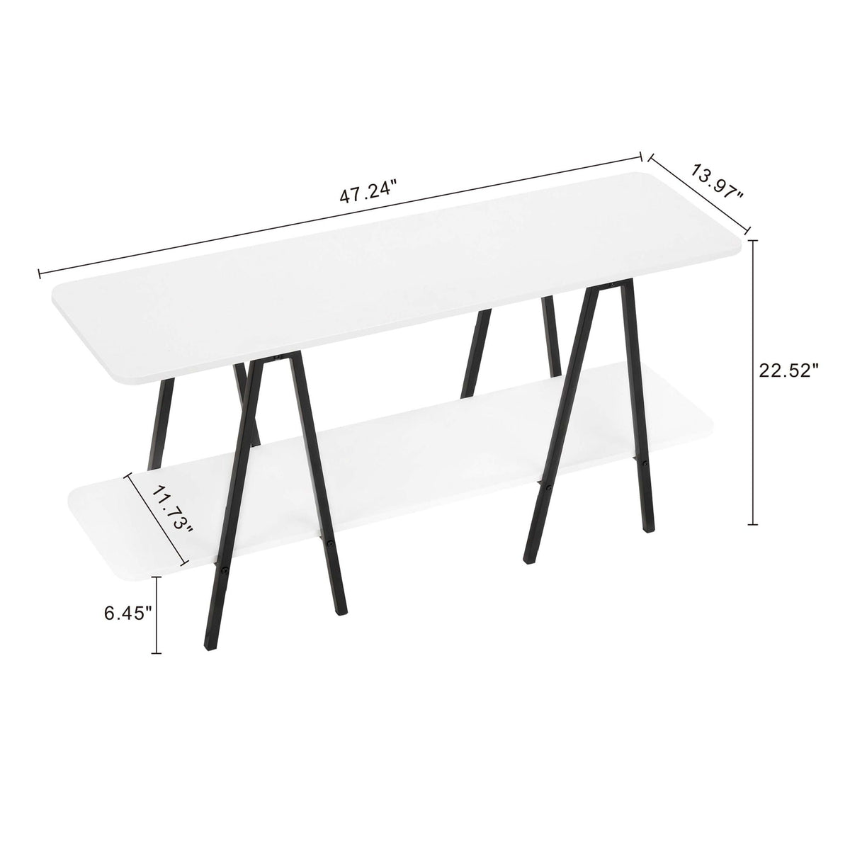 Modern Console Table with Carbon Steel Legs - Gray, White, Black