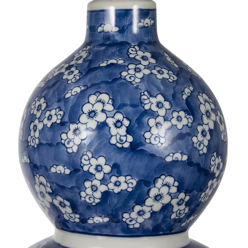 Blue and White Ceramic Vase Table Lamp with White Linen Shade - 25.7" High