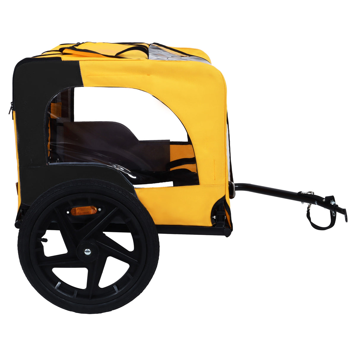 Pet Bike Trailer with Steel Frame and Foldable Design - Red