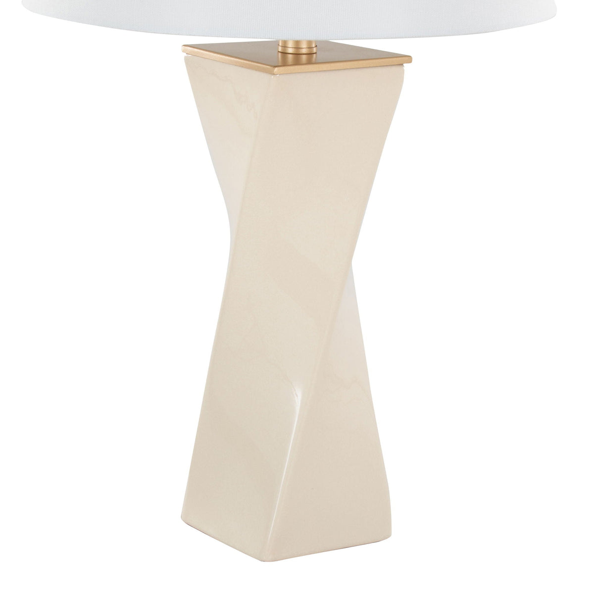 Curvo Square Contemporary Table Lamp with Twisted Ceramic Base - Green or Beige