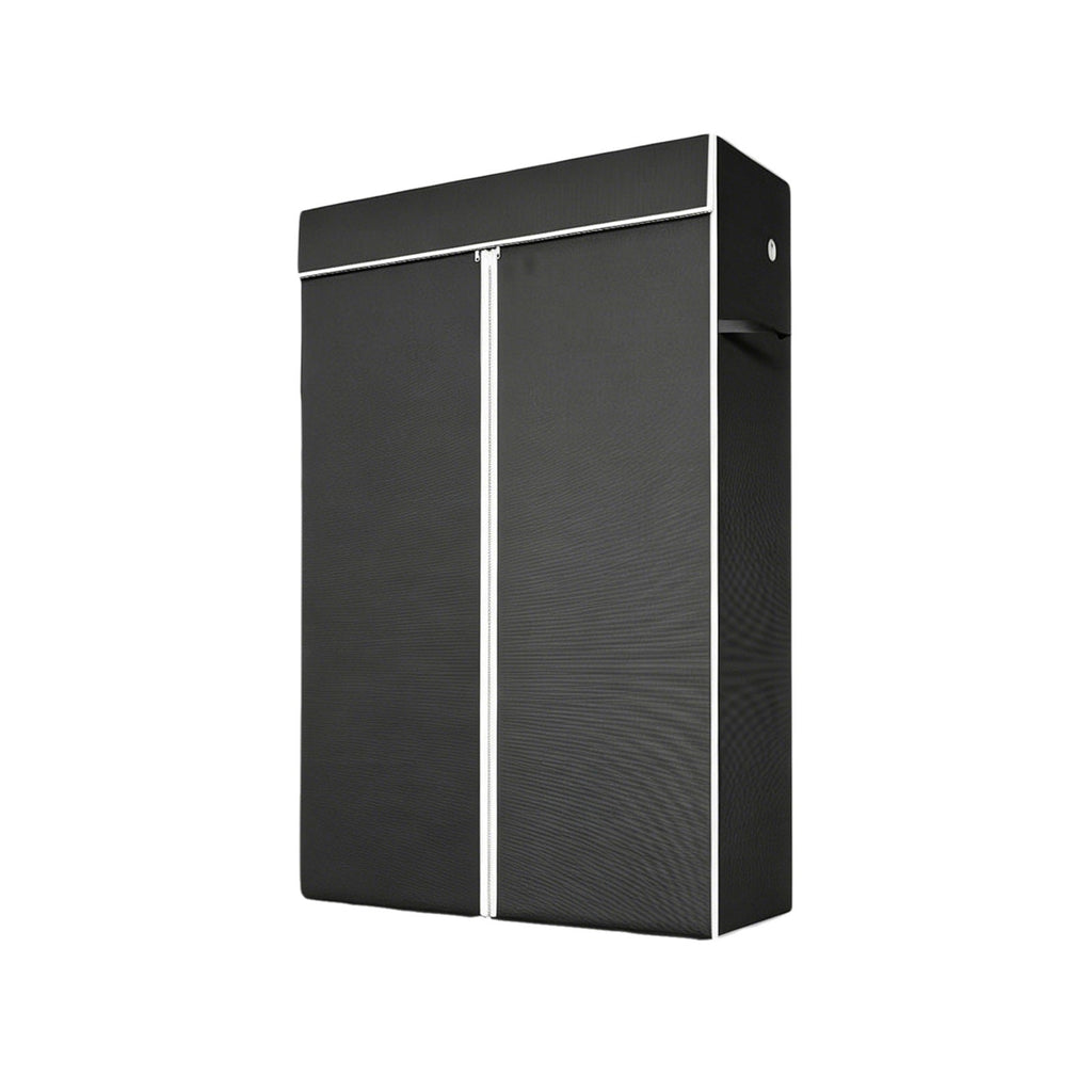 Freestanding Garment Rack with Dust Cover – Iron Frame, Mobile - Black